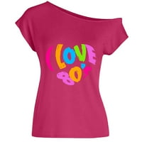 Žene Volim 80-ih sa ramena T majice Disco 80-ih vrhovi nogometne majice Žene dame majica dugih rukava