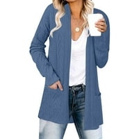 Cardigan za žene Žene Solid Color Loosni modni patchwork džemper pleteni kaput s dugim rukavima Klit