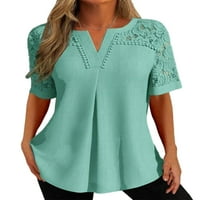 Colisha ženske majice V izrez kratki rukav ljetni vrhovi pune boje tunika bluze tee zelena l