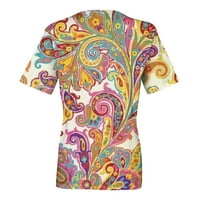 MLQIDK Trendy cvjetna majica Žene ljetne kratkih rukava Tunic The Thes V izrez Grafički teški majica