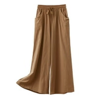 Ketyyh-Chn pantalone za žene Ljetne hlače Loose hlače Ležerne hlače na plaži sa džepom Khaki, L