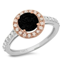 CT sjajan okrugli rez CLEAR simulirani dijamant 14k bijeli ružin zlato halo pasijans sa Accenting prstenom