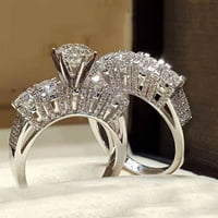 Duhgbne nakit šest-kandži srebrni otvor bijeli cirkon ženski prsten modni temperamentni prsten