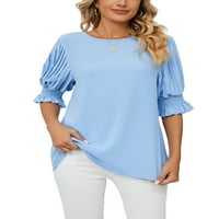Glonme ženska tunika bluza posada majica majica pune boje šifonske vrhove plaža casual tee lagana polovica