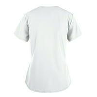 Ženske košulje Žene kratki rukav V-izrez V-izrez Radni džepni bluza u boji bijeli XL