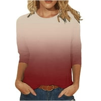 Pntutb ženski print Mid-duljine rukave okrugli vrat Ležerne majice
