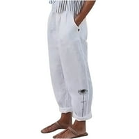 Levmjia široke pantalone za noge za žene pantalone elastične tastere za struk tiskanje tankih pantalona