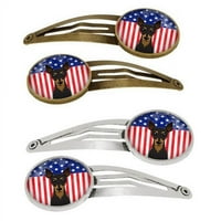 Američka zastava i minijaturni pincher Barretts Clips za kosu, set od 4