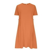 XYSAQA Ljetna odjeća za žene, žensko ljeto plus veličina MIDI haljina Crewneck Haljina kratkih rukava