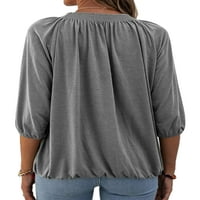 Niveer žene osnovne ravne vrhove rukav okrugli vrat Tunic Calsual labavi fit elastični bluza rublke