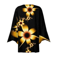 APEPAL ženski cvjetni print puff rukava Kimono Cardigan labav pokrov povremene bluze na vrhu crne s