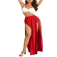 Ženska elastična suknja visoka struka čvrsta boja visoka split labava fit znojanska apsorpcija dugih
