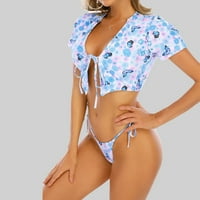 Ženski kupaći kostim bikini set visokog struka cvjetni kupaći kupališta bez leđih bikini y2k bikini