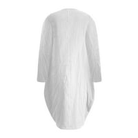 Haljine za ženske rukave srednje dužine Fit A-line ispisane okrugle dekoltetne ljetne haljine bijele