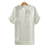Fsqjgq Henley majice Henley za muškarce Jednobojni štand COLLU CALL COLTER majice sa džepovima Bež m