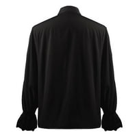 Crna muška košulja muško gotičko vintage sudsko košulje odvojite košulju s dugim rukavima na dugih rukava