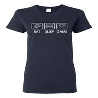 Jedite igra za spavanje Video Gamer poklon ventilator pop kultura Ženska grafička majica, crna, velika