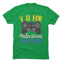 Jedan video GAMER V Nije za Valentine Dan Kids Boys School Muške Kelly Green Graphic Tee - Dizajn od strane ljudi 3xl