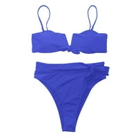 Aaiyomet Womens bikini bočna kravata Bikini kupaći kostim bočni prugasti kravata šarene žene odjeće za plažu bandeau kupaći kostimi Tankinis set, svijetlo plava m