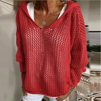 Durtebeua pamučni džemperi za žene V izrez sa ramena labavi ležerni džemper Jumper vrhovi