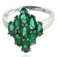 Carillon Cluster 1. CTW zeleni ovalni srebrni ženski godišnjički prsten