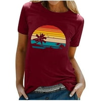 Leesechin ženske vrhove ponude Rainbow Beach tiskana Ljetna majica s kratkim rukavima