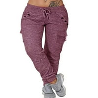 Žene modne casual vučne strugove elastične struke hlače jogging jogger hlače pantalone sa džepovima