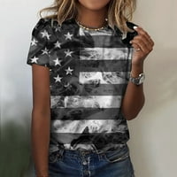 Dan nezavisnosti za žene Ispis dnevnih ljetnih majica za ženske tenk izreza na vrhu američke 4. jula Ispis bluza kratkih rukava majica za vježbanje Ležerne prilike