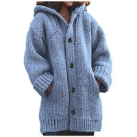 Vrhovi za žene ženski zadebljani srednji dugi dugi džemper s kapuljačom kaputima kaputa od punog boja,