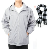 Muška velika i visoka otvorena lagana vjetrovska jakna s toplim škarevim kapuljačnim vodootpornim kišnim jaknom sa kapuljačom sa kapuljačom sa kapuljačom, do veličine 8xl, crna siva