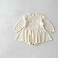 Babys Girls Solid Spring Winter Dugi rukav Pleteni džemper Romper Bodisovska haljina Veličina 66