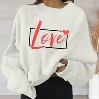 Riforla Žene Valentinovo ispisuje grafičku dukseru Ležerne prilike pulover u okruglom vratu Lagane vrhove
