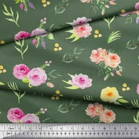 Soimoi zelena pamučna proizvodna tkanina od listova i ruža cvjetno tiskano tkanine široko