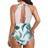 Ženski cvijet Ispiši jedan kupaći kostimi Mrežom visokih vrata Ruched Monokini kupaći kostimi