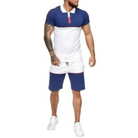 Muški ljetni spoj set casual sportskim set ledenim svilom Slim Fit s kratkim rukavima majica Slim Fit