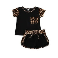 Dječje djevojke ljetne odjeće kratki rukav duks košulje vrhovi sa leopard kratkim hlačama