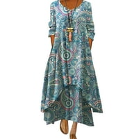 Haljine za žene dugih rukava plus veličine Ispis Dnevno casual vintage boemska haljina za O-izrez
