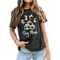 Onhuon ženska ležerna pisma Leopard Print Lovers Košulja kratkih rukava Tee Tuns Tunic