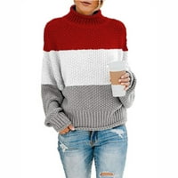 Zzwxwb džemperi za žene jesen zimske žene plete boju podudaranje okruglim vratom labavo ležerne džemper