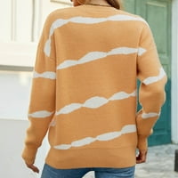 CETHRIO pulover džempere za žene mekani klirens casual posada za patchwork s prugastim printnim pletenim