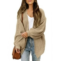 Ženski džemper s dugim rukavima prevelizirane rebraste pletene kardiganske jakne