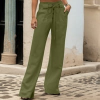 Ženski struk elastični multi dugme Čvrsta boja hlače zeleno l