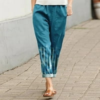 Žene visoke struke casual široke hlače za noge Print Crckstring Elastični struk Comfy sa pantalonama