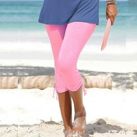 Ljetna ušteda, AXXD Ljeto nacrtavanje čvrstog obrezanih hlača yoga hlače za žene sa džepovima ružičasta