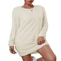 Paille žene džemper haljina posada izrez mini haljine dugi rukav pulover skakač termički radovi APRICOT
