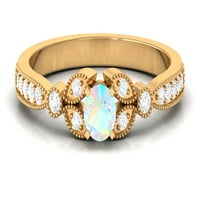 0. Etiopljina oblika okruglog oblika s dijamantnim naglaskom, elegantnim etiopskim opal zlatnim perlicama,