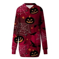 Hayley Halloween HOODIE ženske ležerne Halloween Print dugih rukava Dugme pulover Dukseri crvene s