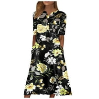 Smihono Ljeto Tunika Midi peplumska haljina Boho ravna haljina za žene klizanje vintage smiješna cvjetna