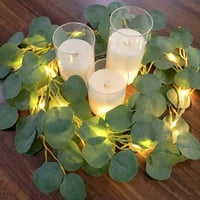 Umjetni eukaliptus Ivy Vine Vine Garland String Svjetla Zelena lišća Sajam 6,6ft LED bakrena baterija