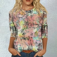 Strunđati ljetne bluze za žene Žensko ljeto Tri četvrtine rukava Crewneck casual tiskane bluze ženske